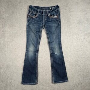 Miss Me Jeans Women's 25 Bootcut Embellished Rhinestone Chain Denim Medium Wash
